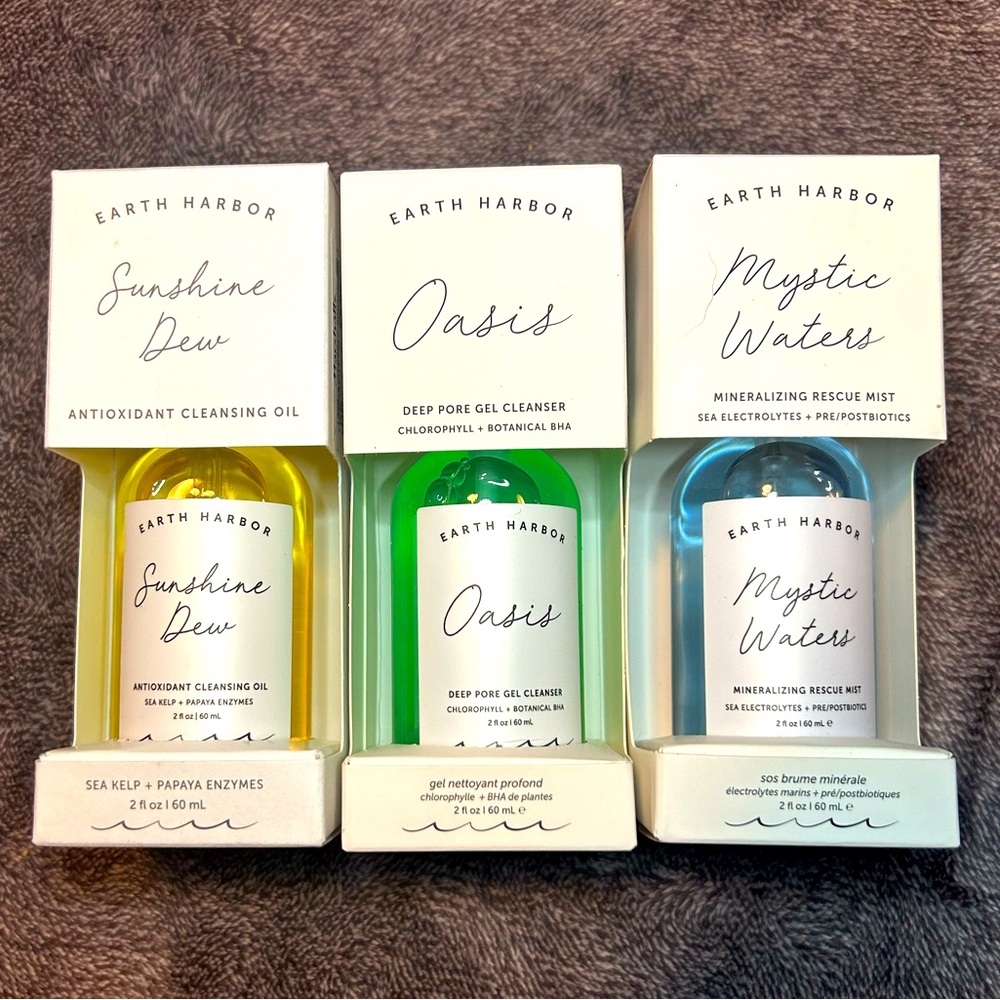 🚨SOLD🚨Earth Harbor bundle Oil cleanser, Gel Cleanser and moisturizer Spray, New